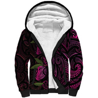 Hawaiian Mango Tribal Tattoo Sherpa Hoodie Pink Pacific Traditional Pattern LT9 Unisex Pink - Polynesian Pride