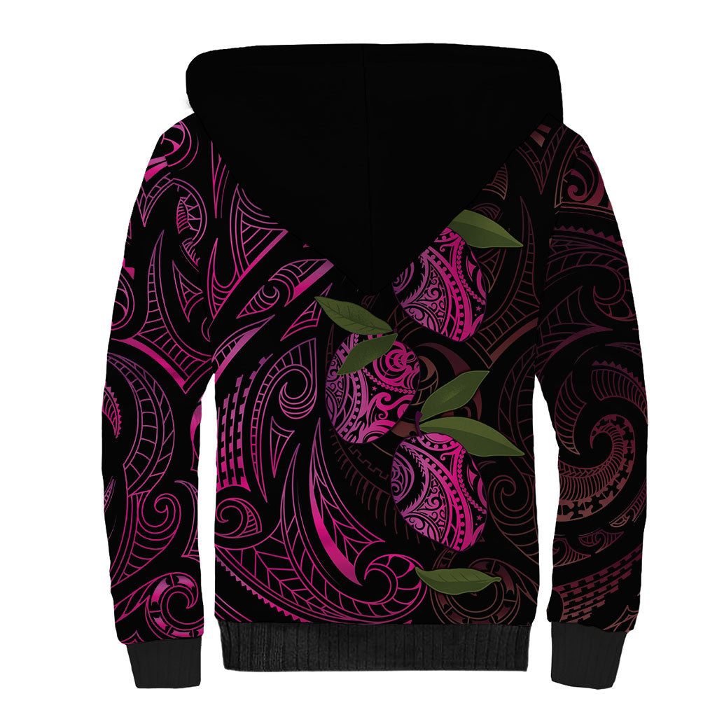 Hawaiian Mango Tribal Tattoo Sherpa Hoodie Pink Pacific Traditional Pattern LT9 - Polynesian Pride