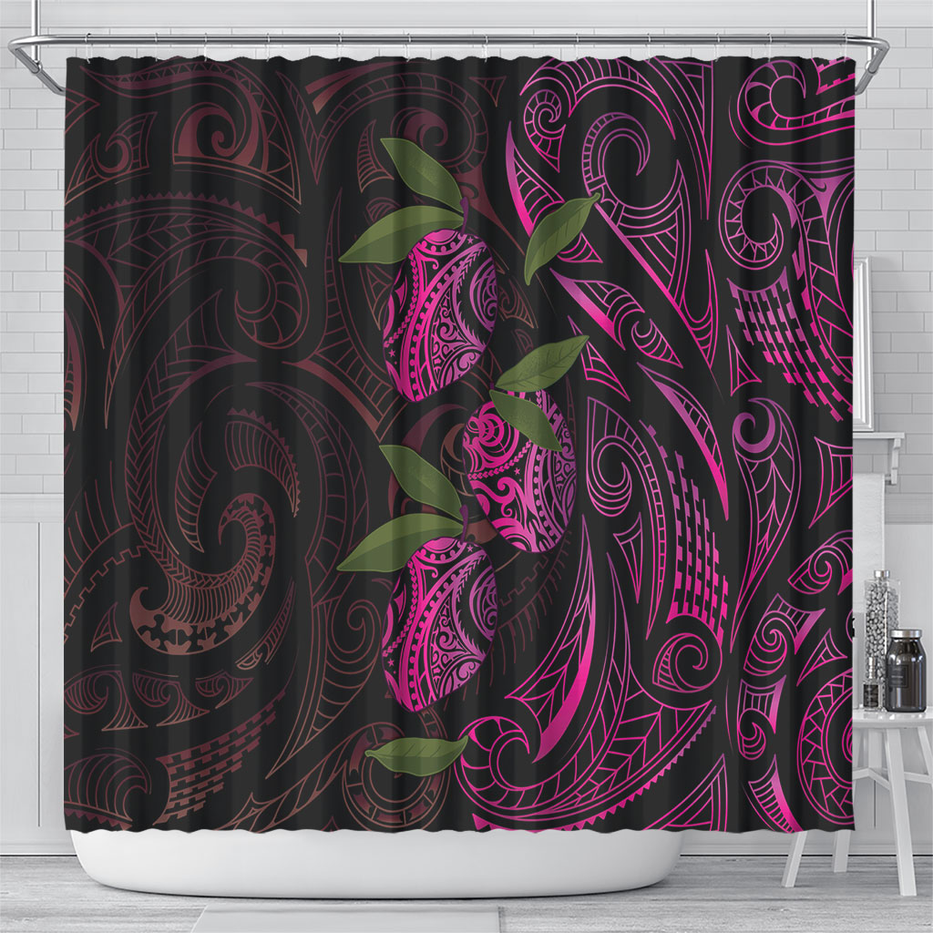 Hawaiian Mango Tribal Tattoo Shower Curtain Pink Pacific Traditional Pattern LT9 - Polynesian Pride