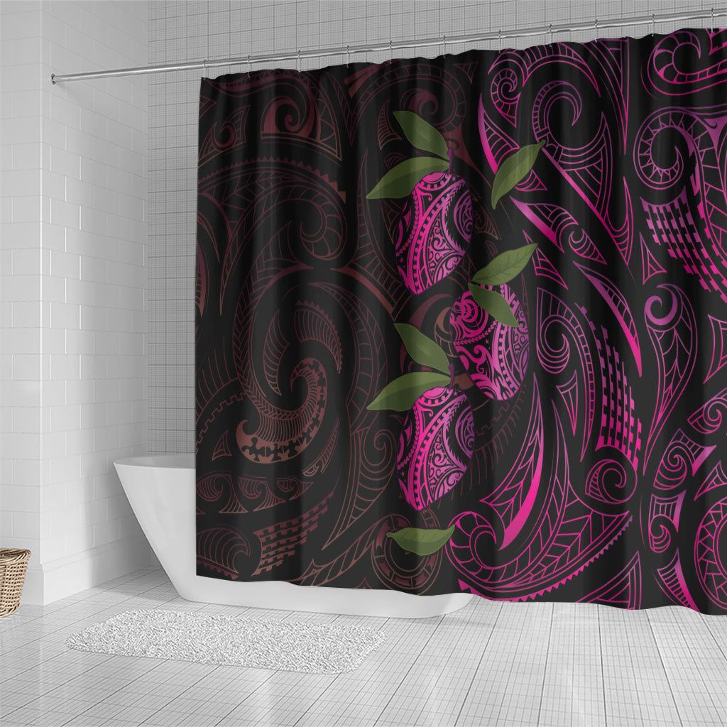 Hawaiian Mango Tribal Tattoo Shower Curtain Pink Pacific Traditional Pattern LT9 - Polynesian Pride