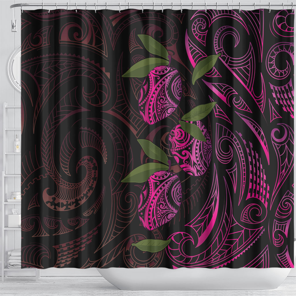 Hawaiian Mango Tribal Tattoo Shower Curtain Pink Pacific Traditional Pattern LT9 - Polynesian Pride