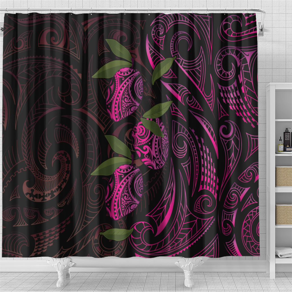 Hawaiian Mango Tribal Tattoo Shower Curtain Pink Pacific Traditional Pattern LT9 - Polynesian Pride