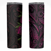 Hawaiian Mango Tribal Tattoo Skinny Tumbler Pink Pacific Traditional Pattern LT9 Pink - Polynesian Pride