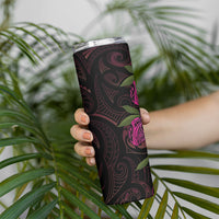 Hawaiian Mango Tribal Tattoo Skinny Tumbler Pink Pacific Traditional Pattern LT9 - Polynesian Pride