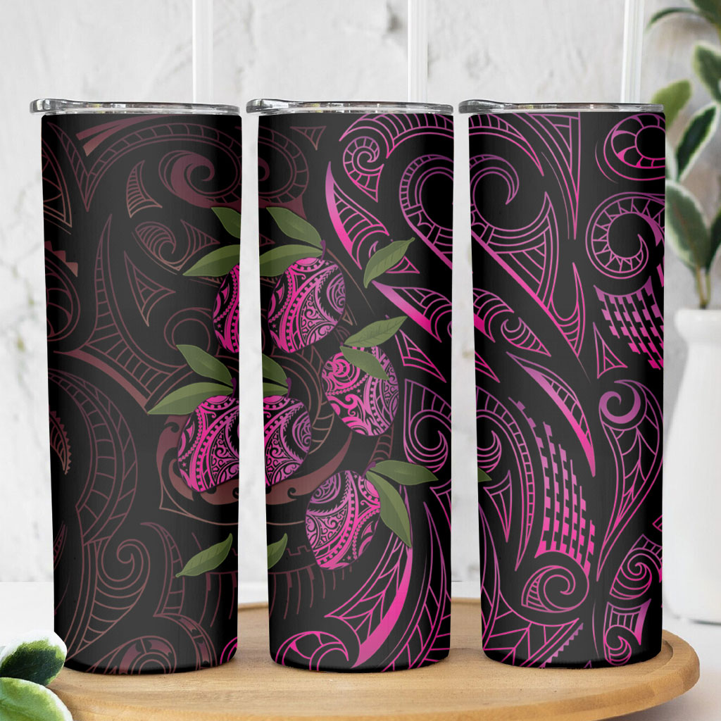 Hawaiian Mango Tribal Tattoo Skinny Tumbler Pink Pacific Traditional Pattern LT9 - Polynesian Pride