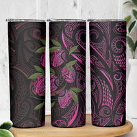 Hawaiian Mango Tribal Tattoo Skinny Tumbler Pink Pacific Traditional Pattern LT9 - Polynesian Pride