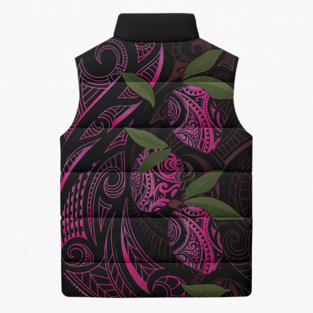 Hawaiian Mango Tribal Tattoo Sleeveless Puffer Jacket Pink Pacific Traditional Pattern LT9 - Polynesian Pride