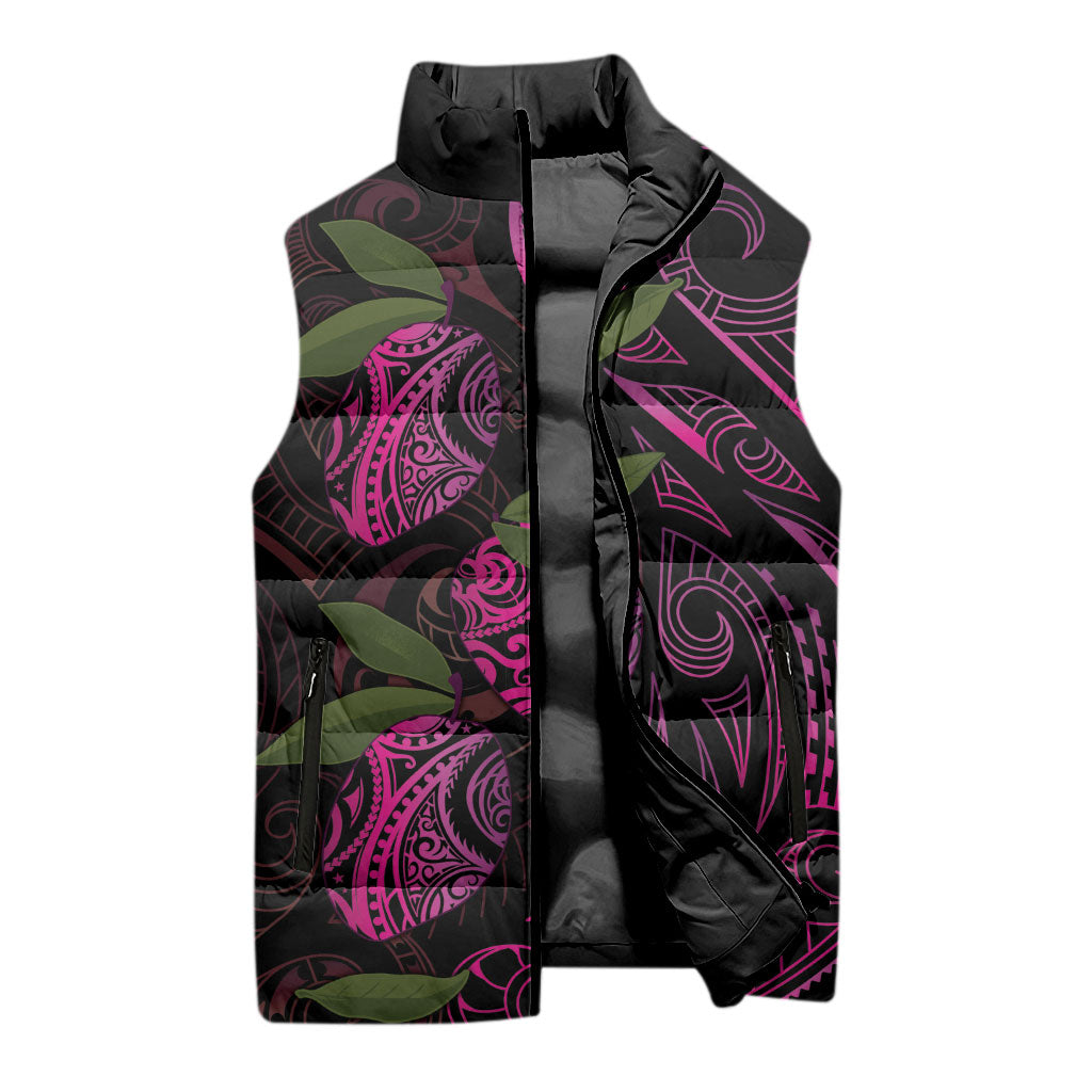 Hawaiian Mango Tribal Tattoo Sleeveless Puffer Jacket Pink Pacific Traditional Pattern LT9 - Polynesian Pride