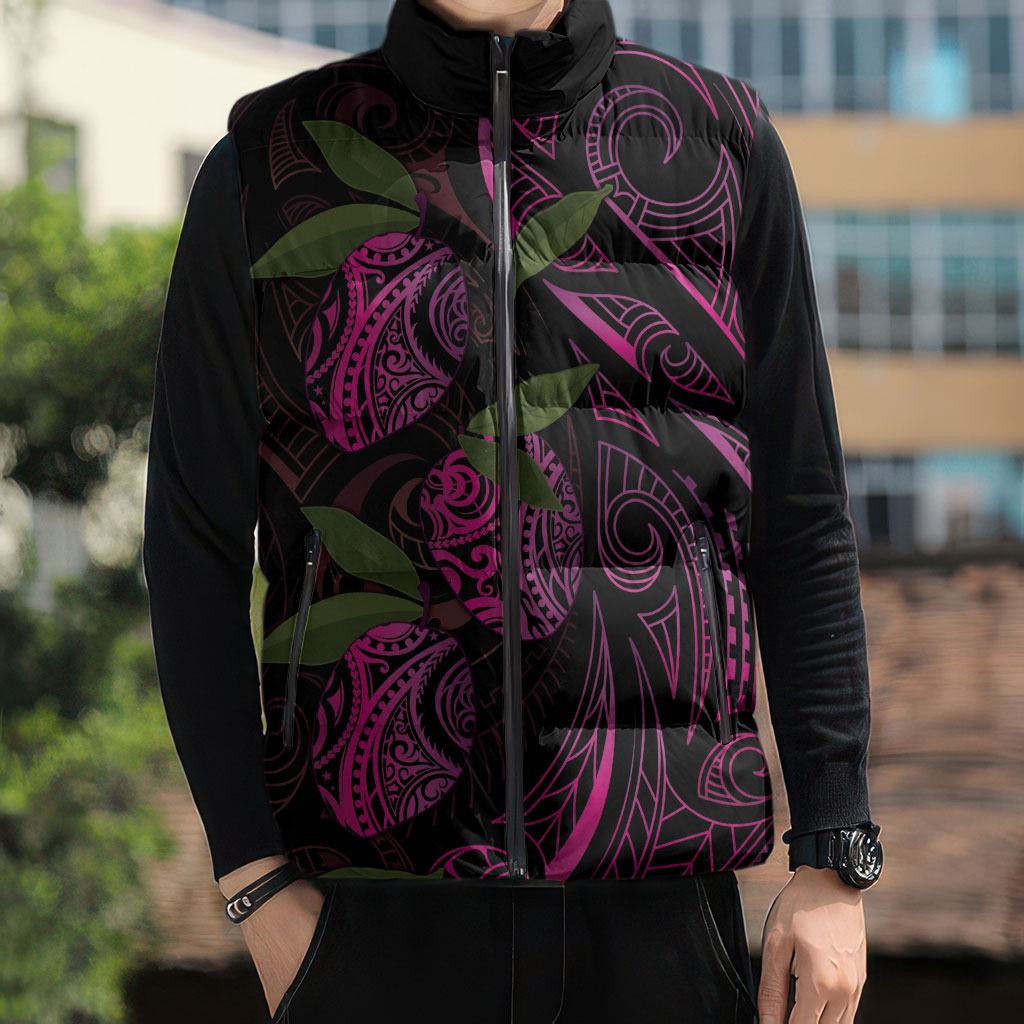 Hawaiian Mango Tribal Tattoo Sleeveless Puffer Jacket Pink Pacific Traditional Pattern LT9 - Polynesian Pride