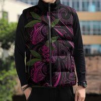 Hawaiian Mango Tribal Tattoo Sleeveless Puffer Jacket Pink Pacific Traditional Pattern LT9 - Polynesian Pride