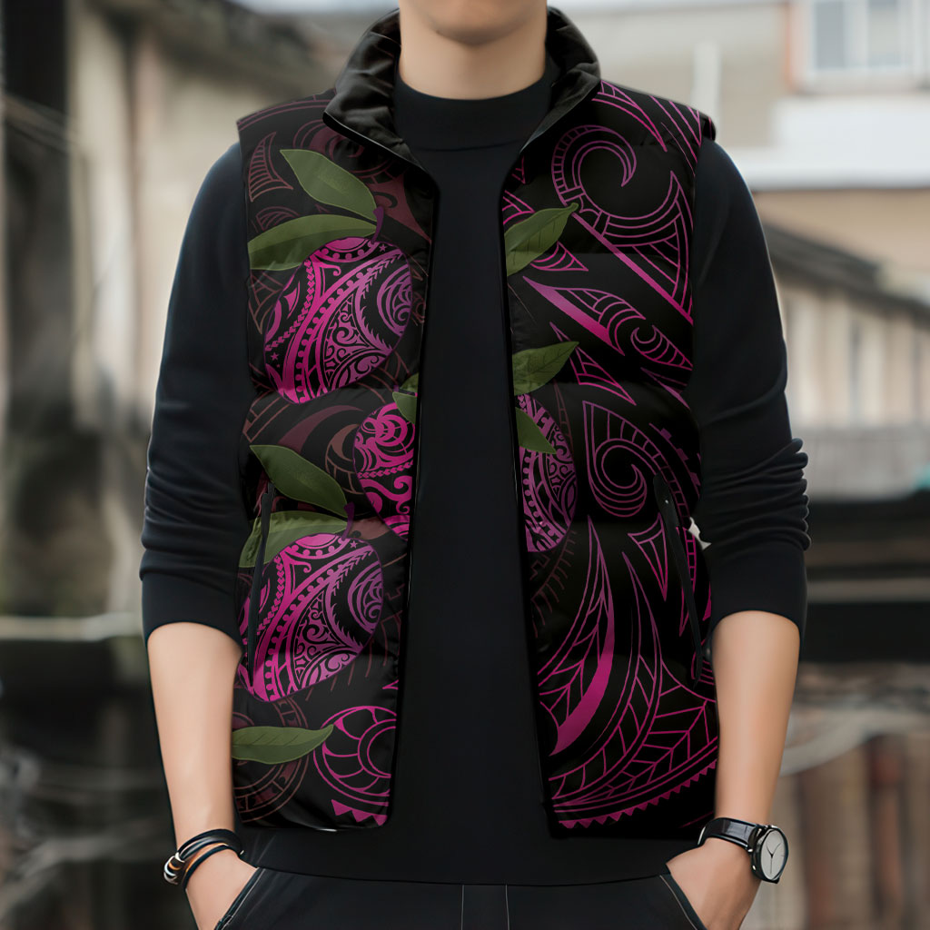 Hawaiian Mango Tribal Tattoo Sleeveless Puffer Jacket Pink Pacific Traditional Pattern LT9 - Polynesian Pride