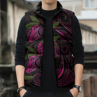 Hawaiian Mango Tribal Tattoo Sleeveless Puffer Jacket Pink Pacific Traditional Pattern LT9 - Polynesian Pride