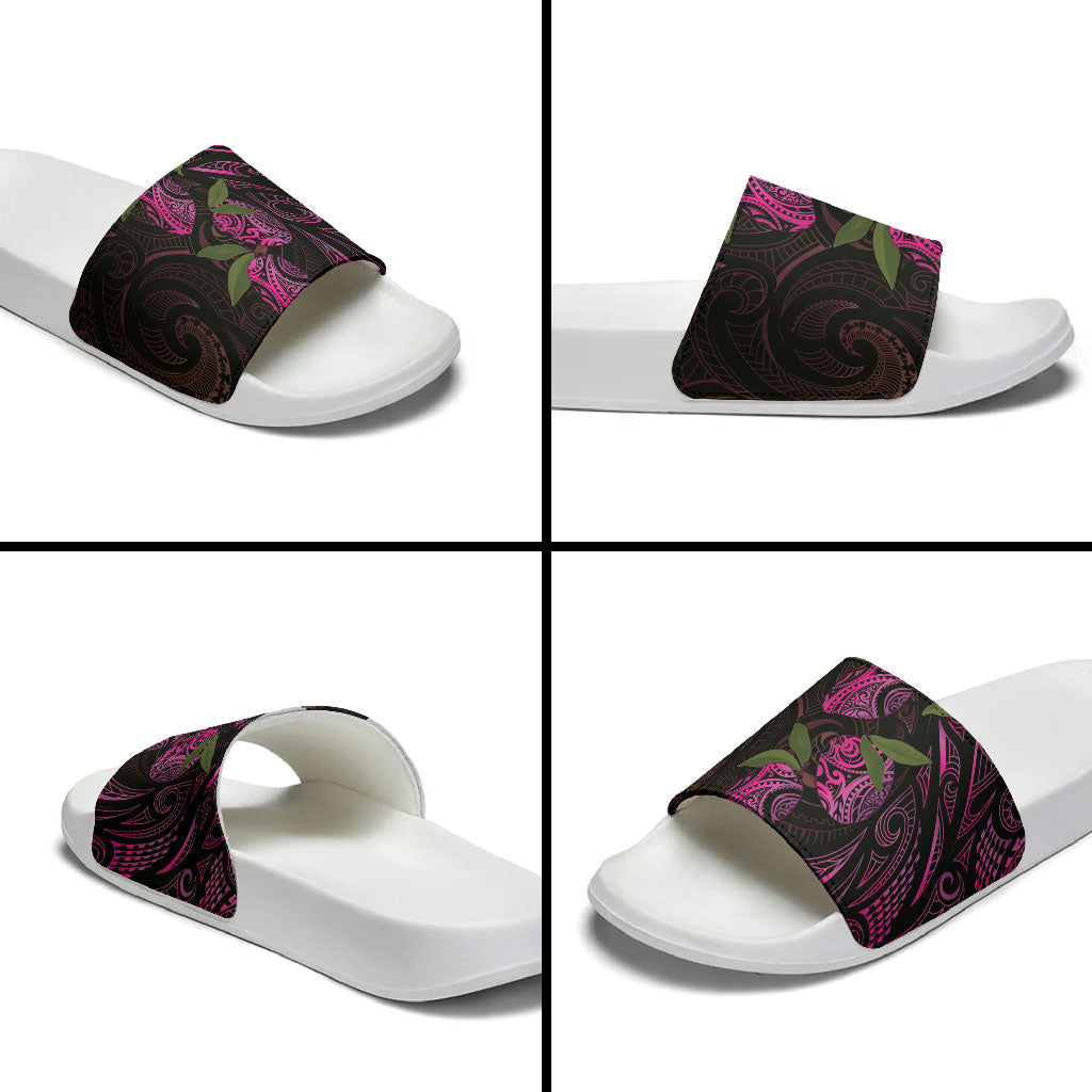 Hawaiian Mango Tribal Tattoo Slide Sandals Pink Pacific Traditional Pattern LT9 - Polynesian Pride