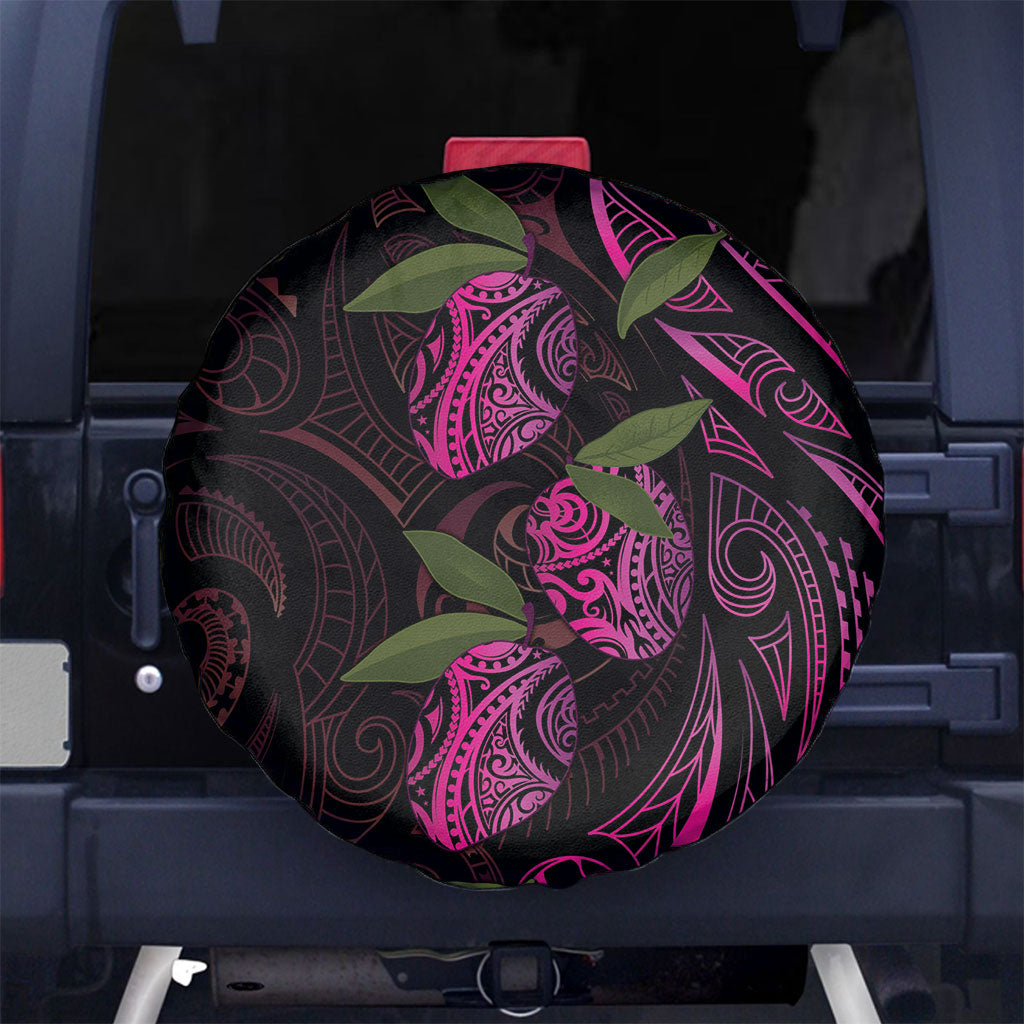 Hawaiian Mango Tribal Tattoo Spare Tire Cover Pink Pacific Traditional Pattern LT9 No hole Pink - Polynesian Pride