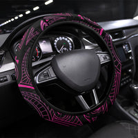 Hawaiian Mango Tribal Tattoo Steering Wheel Cover Pink Pacific Traditional Pattern LT9 Universal Fit Pink - Polynesian Pride