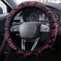 Hawaiian Mango Tribal Tattoo Steering Wheel Cover Pink Pacific Traditional Pattern LT9 - Polynesian Pride