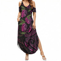 Hawaiian Mango Tribal Tattoo Summer Maxi Dress Pink Pacific Traditional Pattern LT9 Women Pink - Polynesian Pride