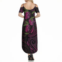 Hawaiian Mango Tribal Tattoo Summer Maxi Dress Pink Pacific Traditional Pattern LT9 - Polynesian Pride