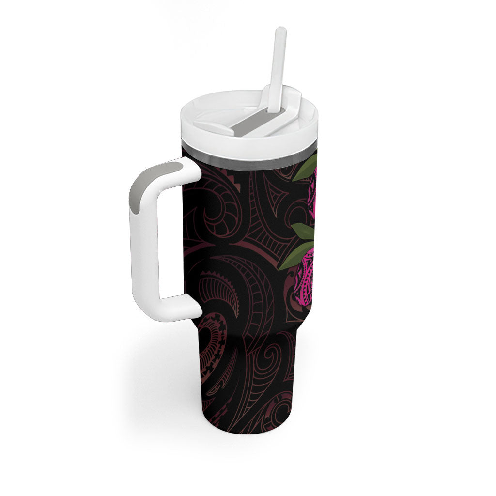 Hawaiian Mango Tribal Tattoo Tumbler With Handle Pink Pacific Traditional Pattern LT9 - Polynesian Pride