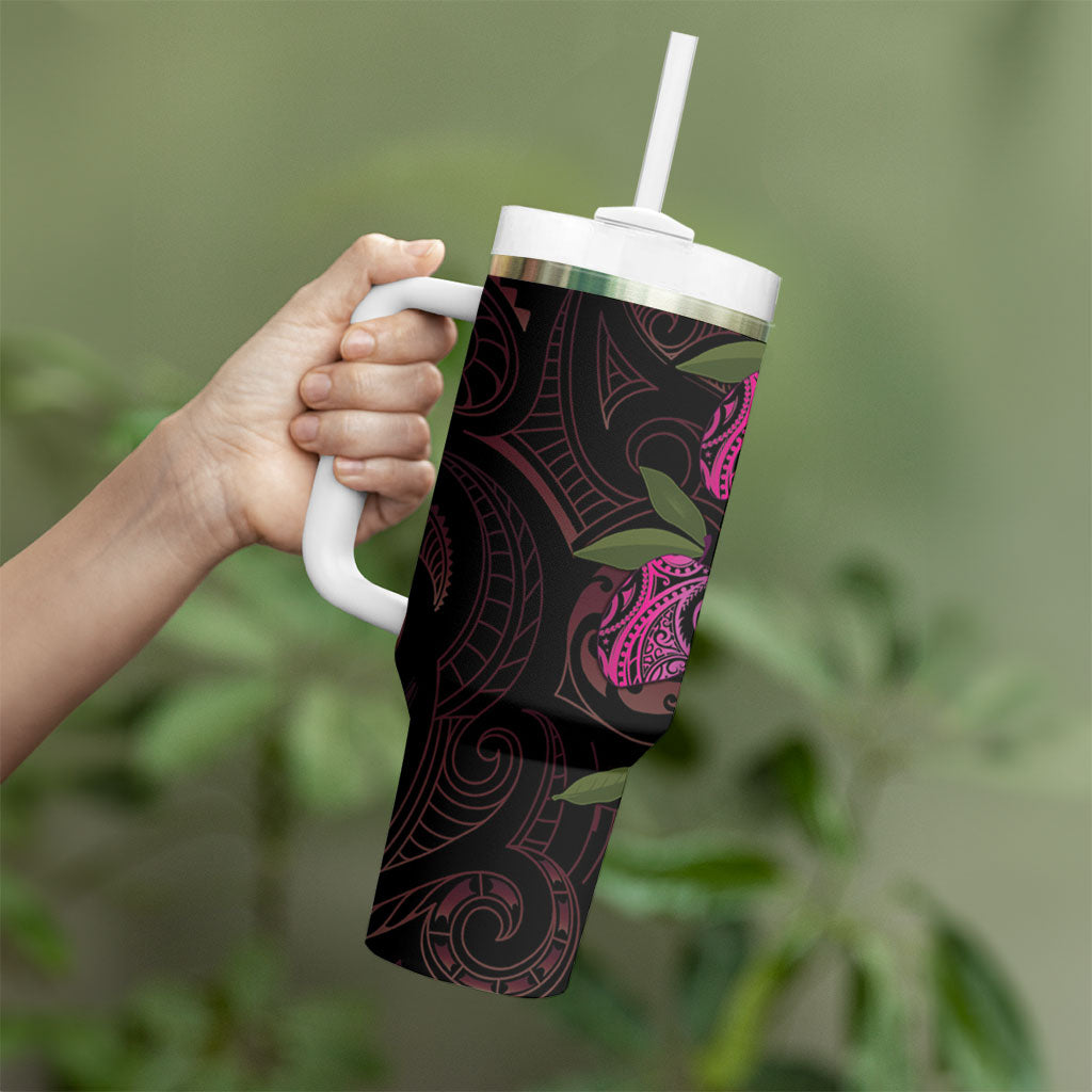 Hawaiian Mango Tribal Tattoo Tumbler With Handle Pink Pacific Traditional Pattern LT9 - Polynesian Pride