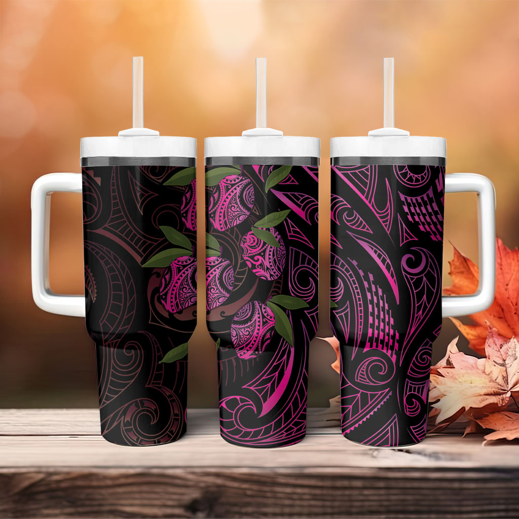 Hawaiian Mango Tribal Tattoo Tumbler With Handle Pink Pacific Traditional Pattern LT9 - Polynesian Pride