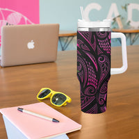 Hawaiian Mango Tribal Tattoo Tumbler With Handle Pink Pacific Traditional Pattern LT9 - Polynesian Pride