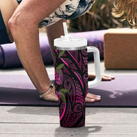 Hawaiian Mango Tribal Tattoo Tumbler With Handle Pink Pacific Traditional Pattern LT9 - Polynesian Pride