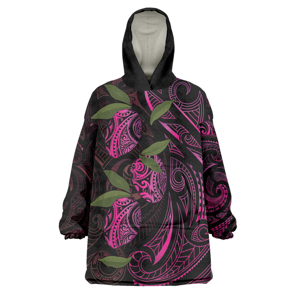 Hawaiian Mango Tribal Tattoo Wearable Blanket Hoodie Pink Pacific Traditional Pattern LT9 One Size Pink - Polynesian Pride