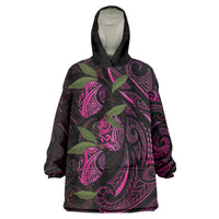 Hawaiian Mango Tribal Tattoo Wearable Blanket Hoodie Pink Pacific Traditional Pattern LT9 One Size Pink - Polynesian Pride