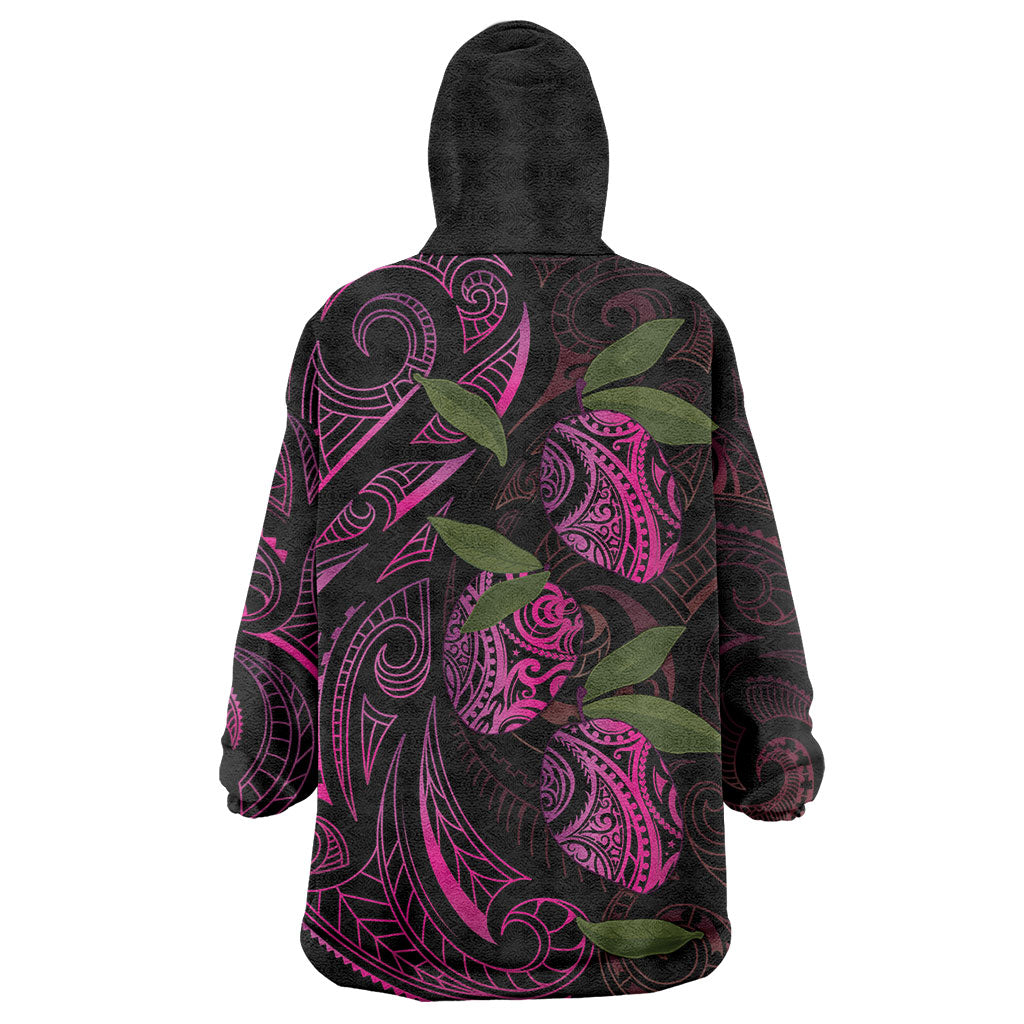 Hawaiian Mango Tribal Tattoo Wearable Blanket Hoodie Pink Pacific Traditional Pattern LT9 - Polynesian Pride