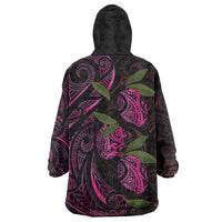 Hawaiian Mango Tribal Tattoo Wearable Blanket Hoodie Pink Pacific Traditional Pattern LT9 - Polynesian Pride