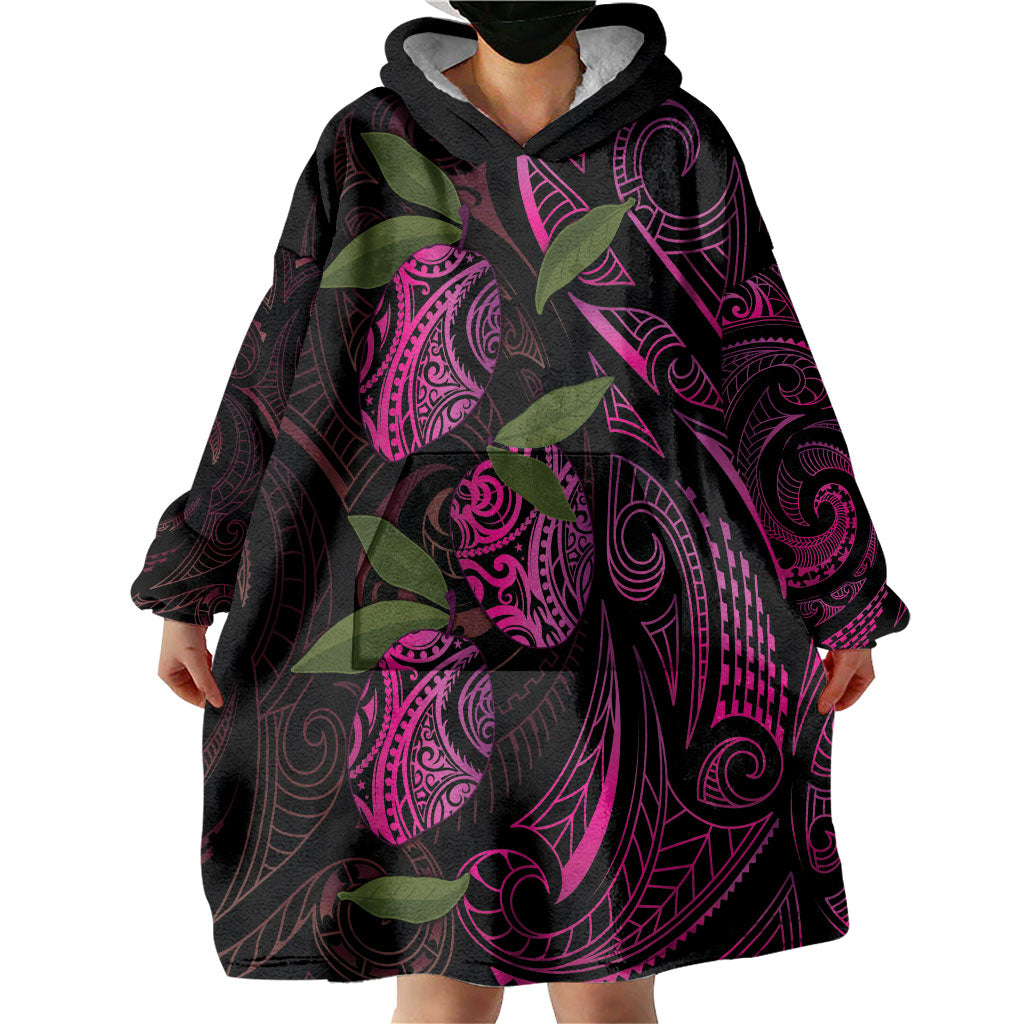 Hawaiian Mango Tribal Tattoo Wearable Blanket Hoodie Pink Pacific Traditional Pattern LT9 - Polynesian Pride