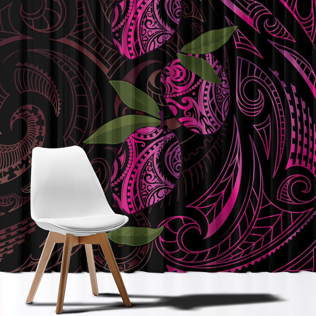 Hawaiian Mango Tribal Tattoo Window Curtain Pink Pacific Traditional Pattern LT9 - Polynesian Pride