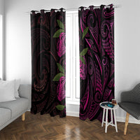 Hawaiian Mango Tribal Tattoo Window Curtain Pink Pacific Traditional Pattern LT9 With Grommets Pink - Polynesian Pride