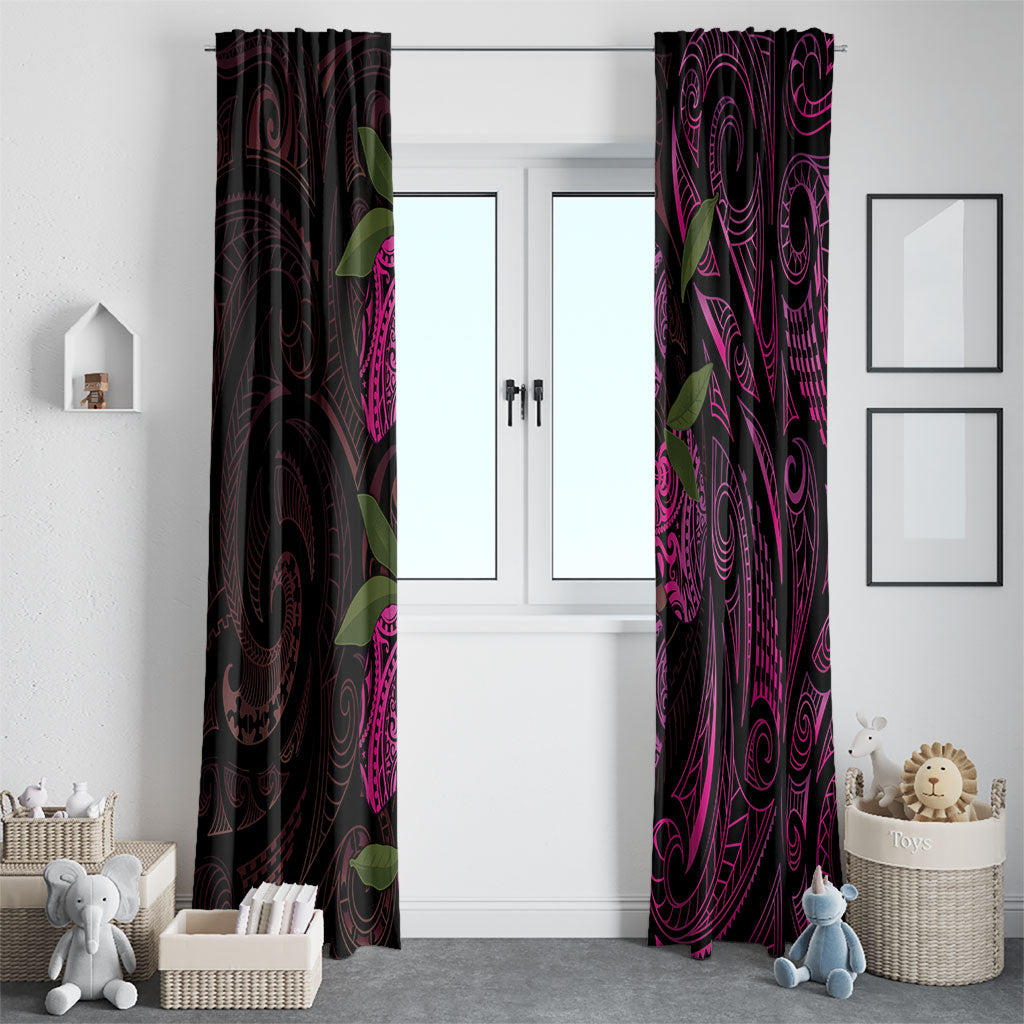 Hawaiian Mango Tribal Tattoo Window Curtain Pink Pacific Traditional Pattern LT9 - Polynesian Pride