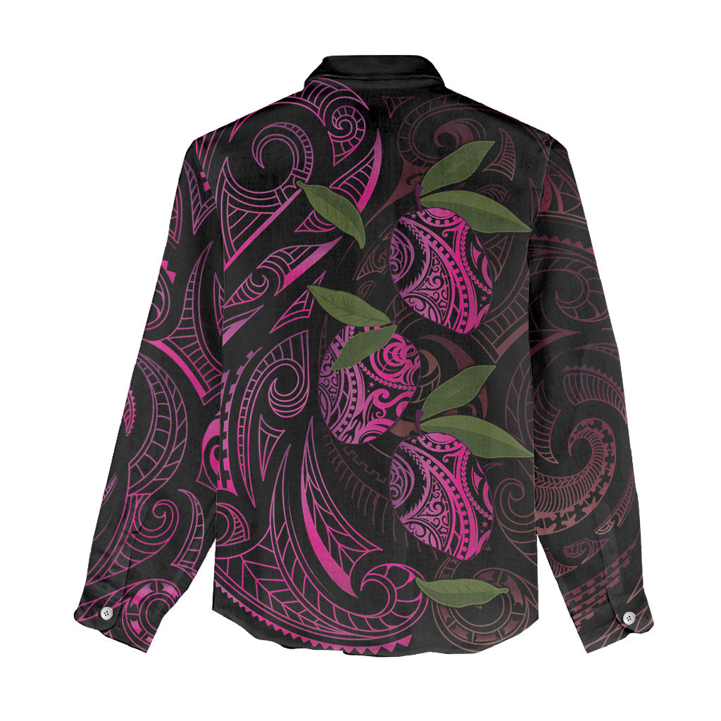 Hawaiian Mango Tribal Tattoo Women Casual Shirt Pink Pacific Traditional Pattern LT9 - Polynesian Pride