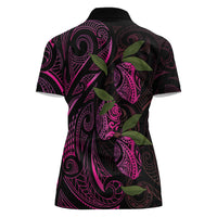 Hawaiian Mango Tribal Tattoo Women Polo Shirt Pink Pacific Traditional Pattern LT9 - Polynesian Pride