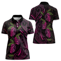 Hawaiian Mango Tribal Tattoo Women Polo Shirt Pink Pacific Traditional Pattern LT9 - Polynesian Pride