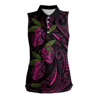 Hawaiian Mango Tribal Tattoo Women Sleeveless Polo Shirt Pink Pacific Traditional Pattern LT9 Female Pink - Polynesian Pride