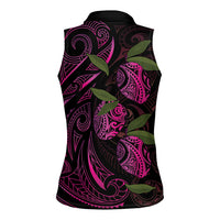 Hawaiian Mango Tribal Tattoo Women Sleeveless Polo Shirt Pink Pacific Traditional Pattern LT9 - Polynesian Pride