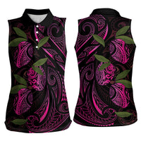 Hawaiian Mango Tribal Tattoo Women Sleeveless Polo Shirt Pink Pacific Traditional Pattern LT9 - Polynesian Pride