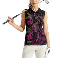 Hawaiian Mango Tribal Tattoo Women Sleeveless Polo Shirt Pink Pacific Traditional Pattern LT9 - Polynesian Pride