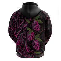 Hawaiian Mango Tribal Tattoo Zip Hoodie Pink Pacific Traditional Pattern LT9 - Polynesian Pride