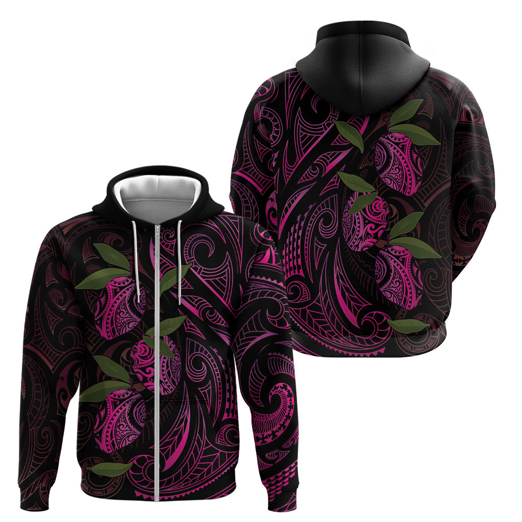 Hawaiian Mango Tribal Tattoo Zip Hoodie Pink Pacific Traditional Pattern LT9 - Polynesian Pride