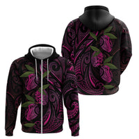 Hawaiian Mango Tribal Tattoo Zip Hoodie Pink Pacific Traditional Pattern LT9 - Polynesian Pride