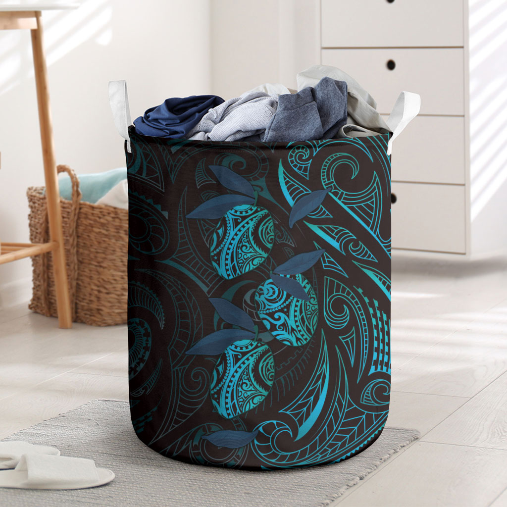 Hawaiian Mango Tribal Tattoo Laundry Basket Teal Pacific Traditional Pattern LT9 Teal - Polynesian Pride