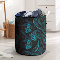 Hawaiian Mango Tribal Tattoo Laundry Basket Teal Pacific Traditional Pattern LT9 Teal - Polynesian Pride