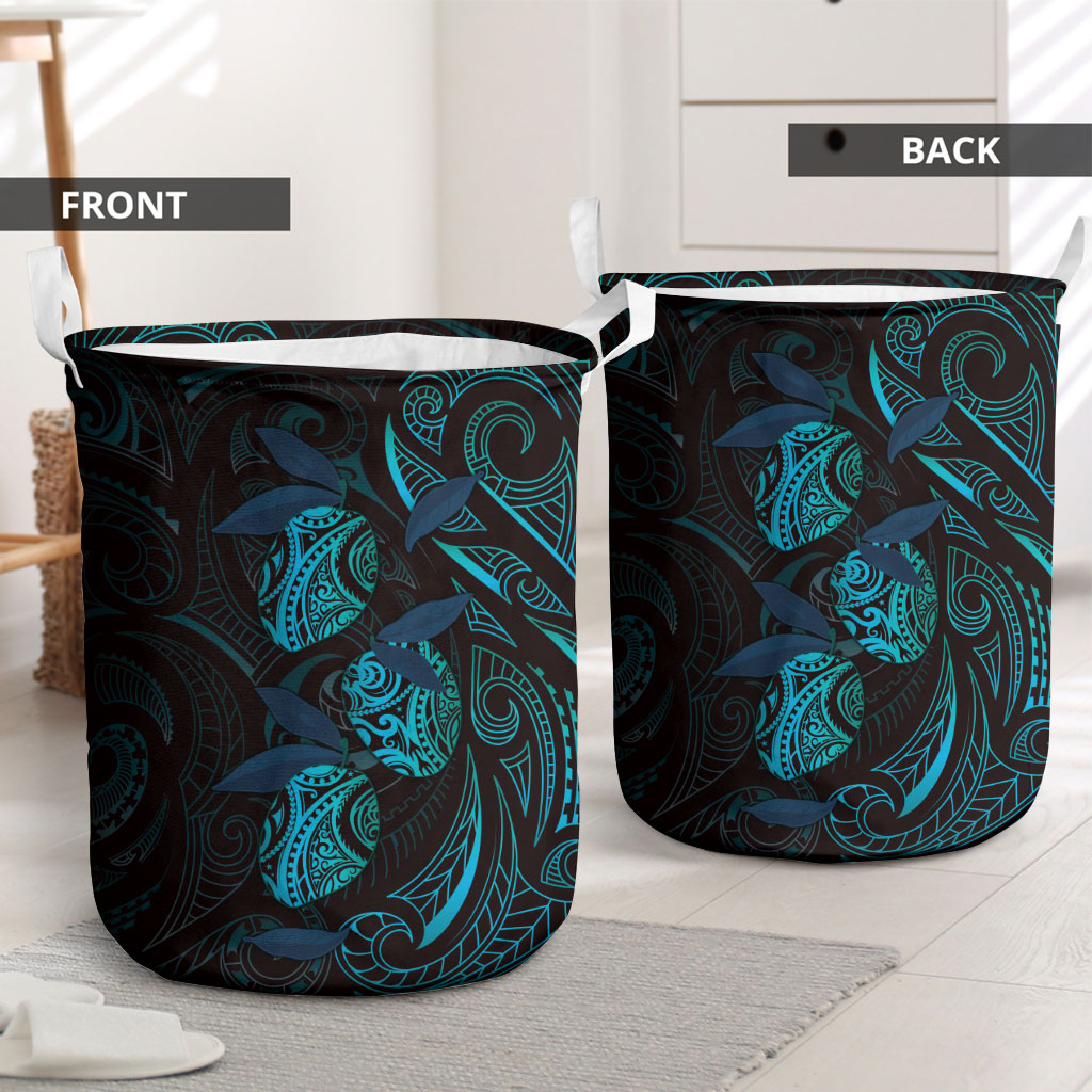 Hawaiian Mango Tribal Tattoo Laundry Basket Teal Pacific Traditional Pattern LT9 - Polynesian Pride