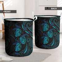 Hawaiian Mango Tribal Tattoo Laundry Basket Teal Pacific Traditional Pattern LT9 - Polynesian Pride