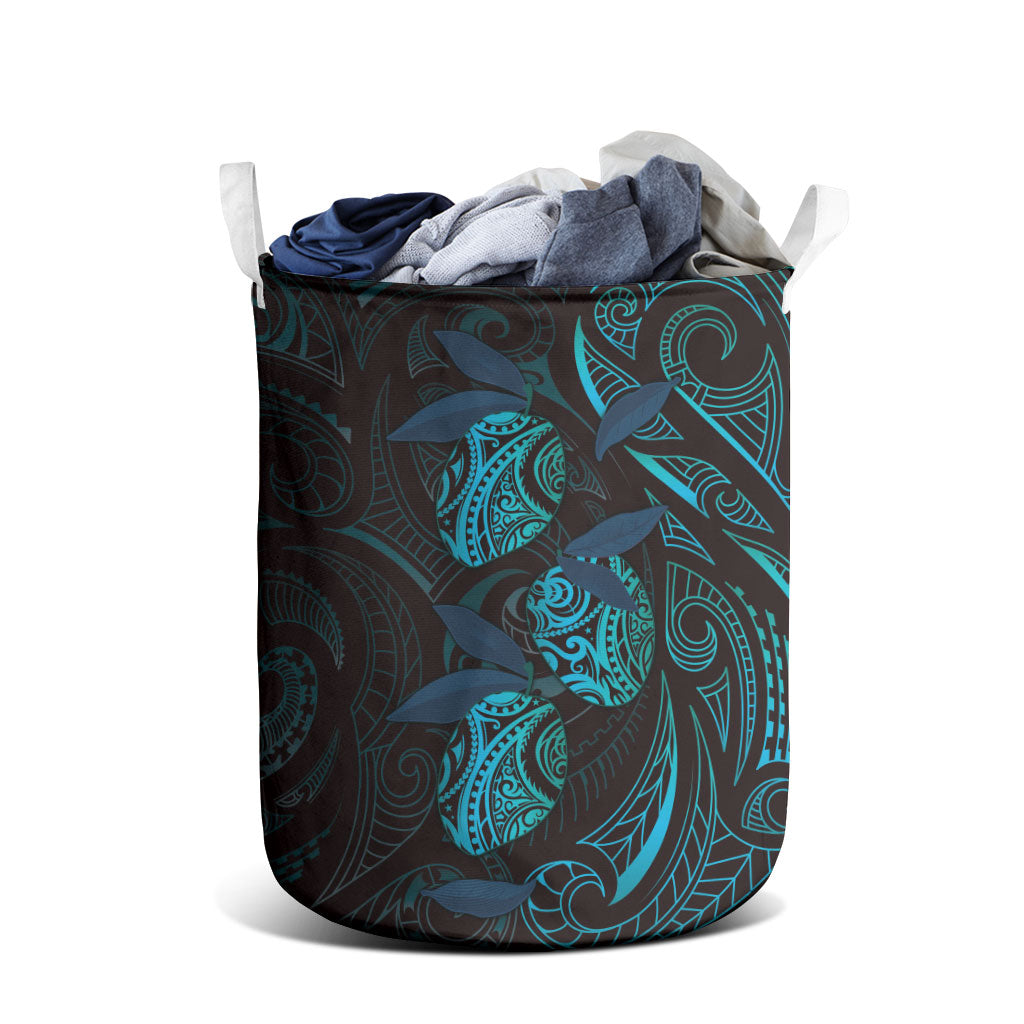 Hawaiian Mango Tribal Tattoo Laundry Basket Teal Pacific Traditional Pattern LT9 - Polynesian Pride